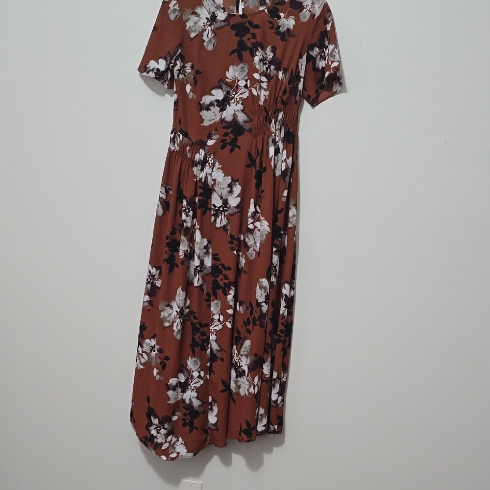 Floral Brown Midi Dress